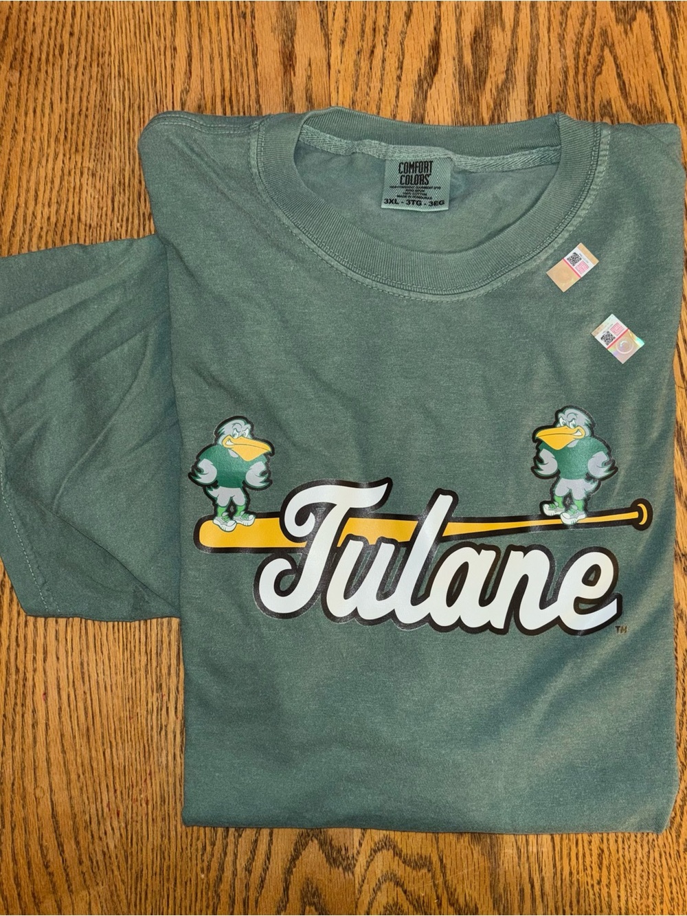 Comfort Colors Tulane Green Kids Tee with Mascot Graphic
